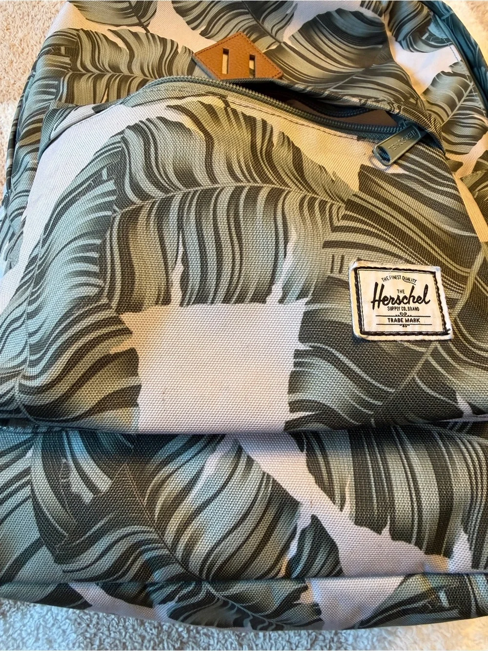 Herschel Supply Company Olive Green Leaf-Print Backpack
